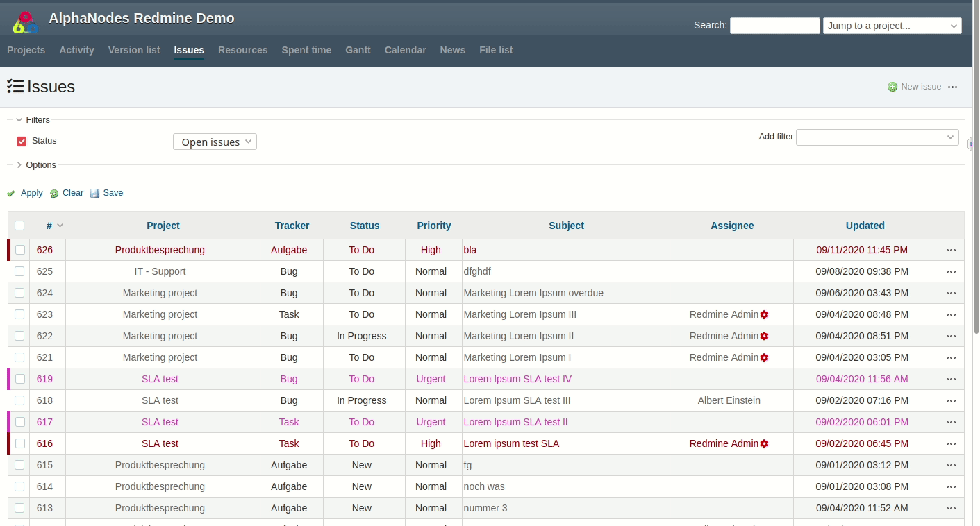 Make overdue issues visible, using Redmine HRM AlphaNodes