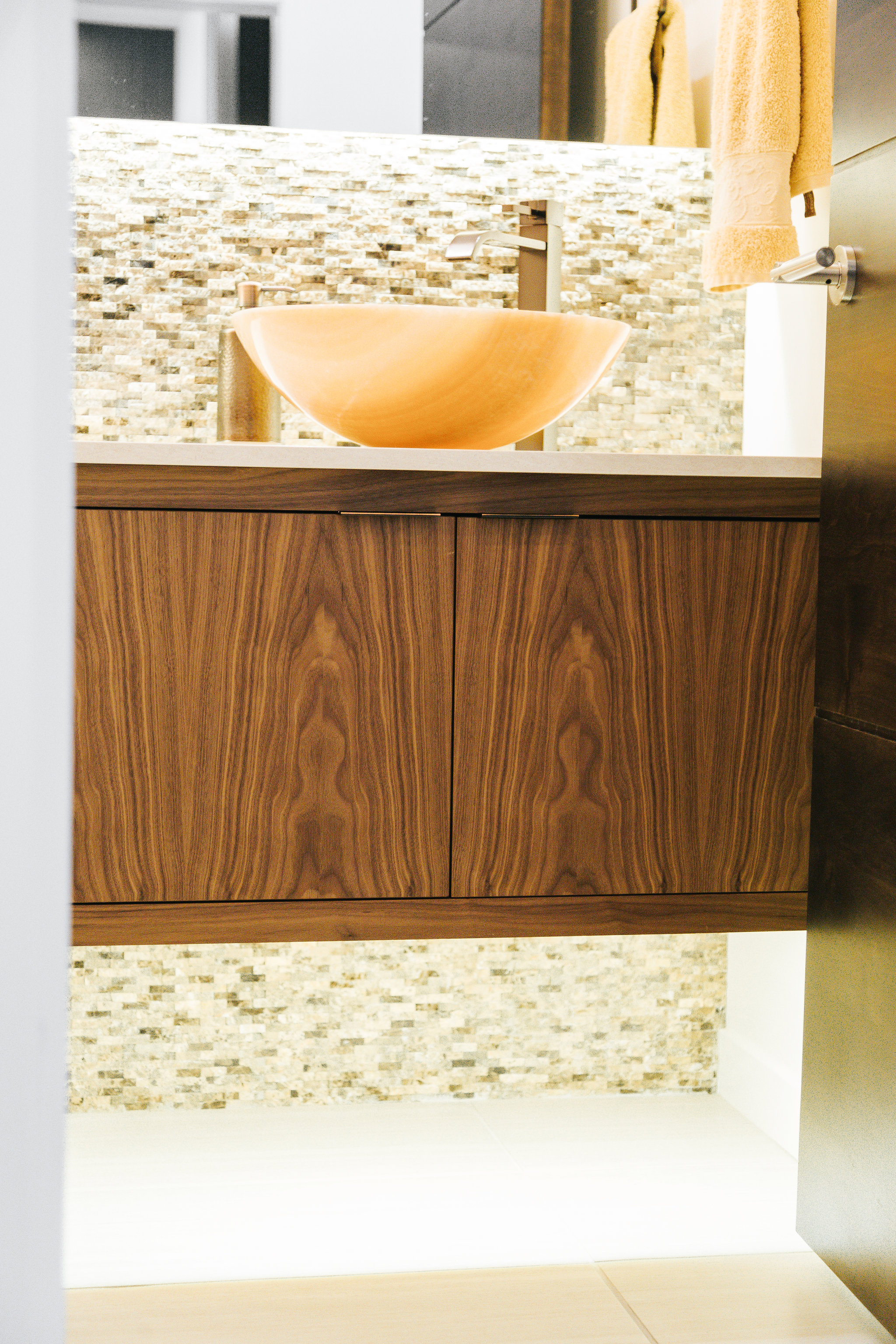 inset floating walnut vanity Alpine Alpine