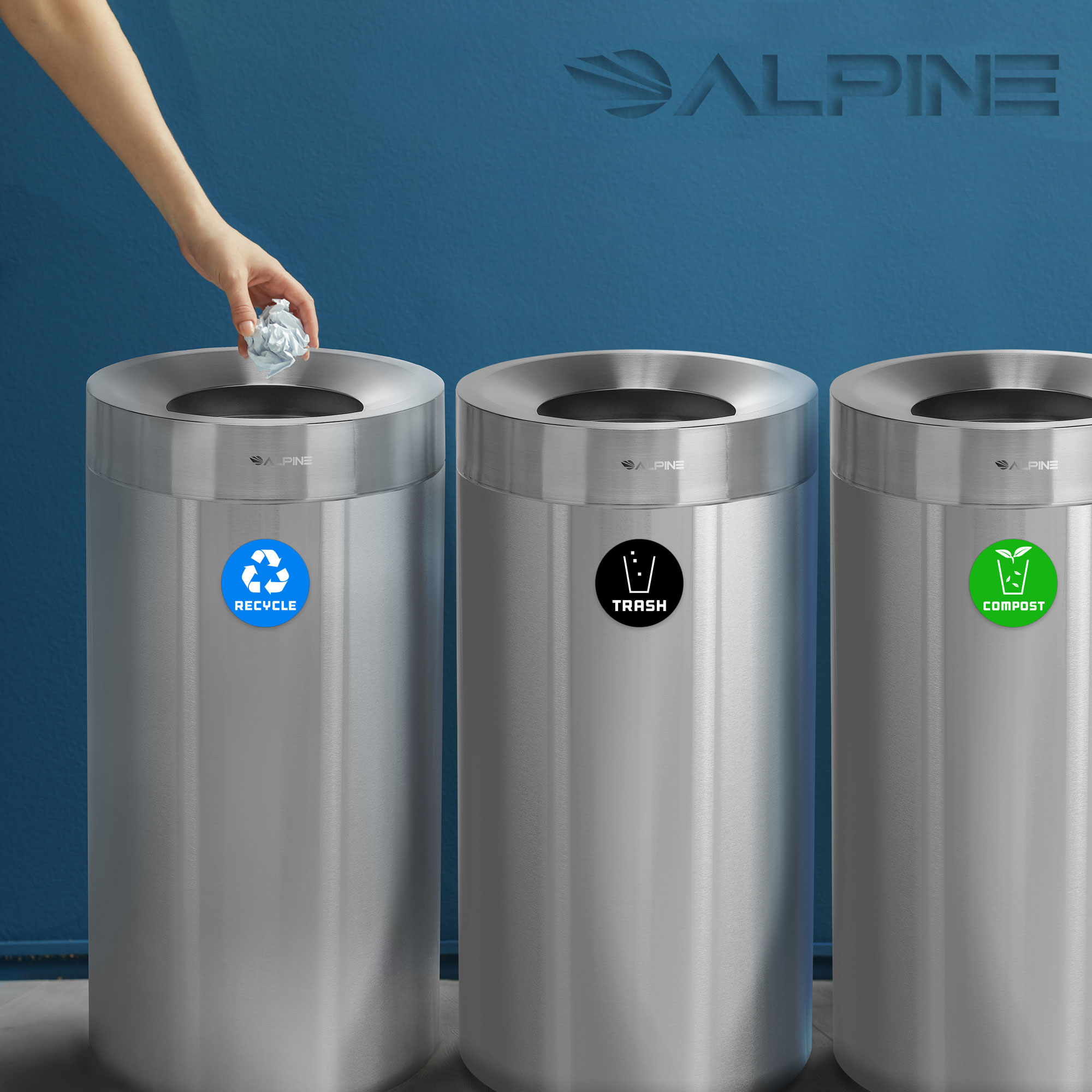 27 Gallon Stainless Steel Recycling Station Alpine