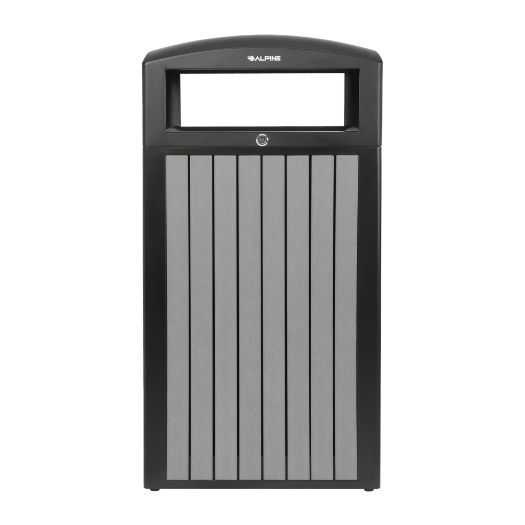 40 Gallon Outdoor Trash Container with Slatted Recycled Plastic Panels