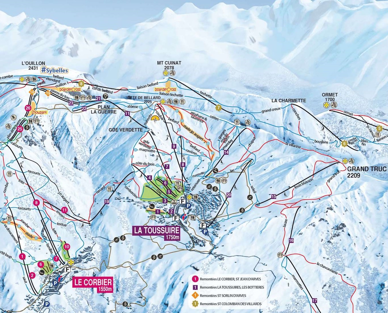Pain Points De "Carte Ign La Toussuire" La Toussuire ski resort airport transfers Alps2Alps
