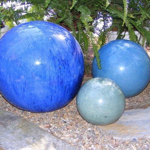 8 Images Blue Ceramic Garden Spheres And View Alqu Blog