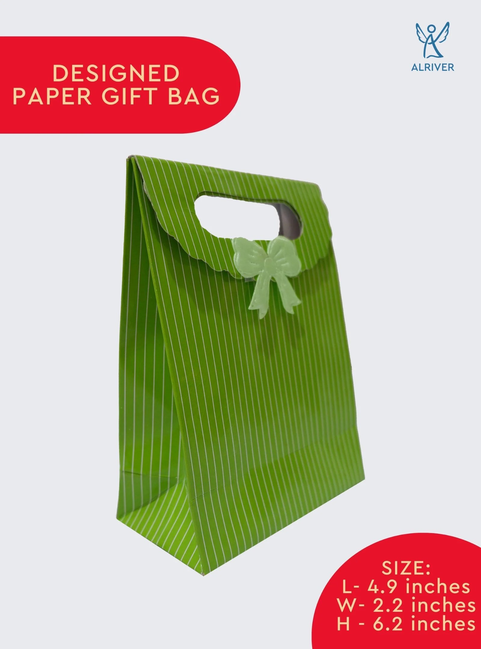 GREEN STRIPES SMALL PAPER GIFT BAG