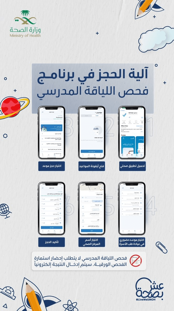 آلية الحجز في برنامج فحص اللياقة المدرسي