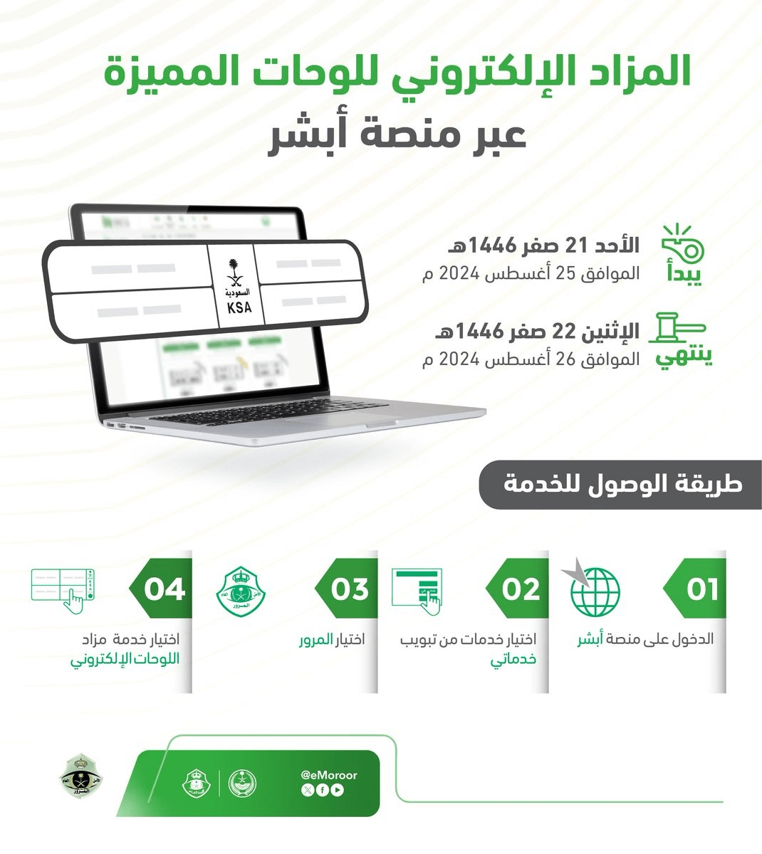 مزاد إلكتروني جديد للوحات المميزة على منصة أبشر