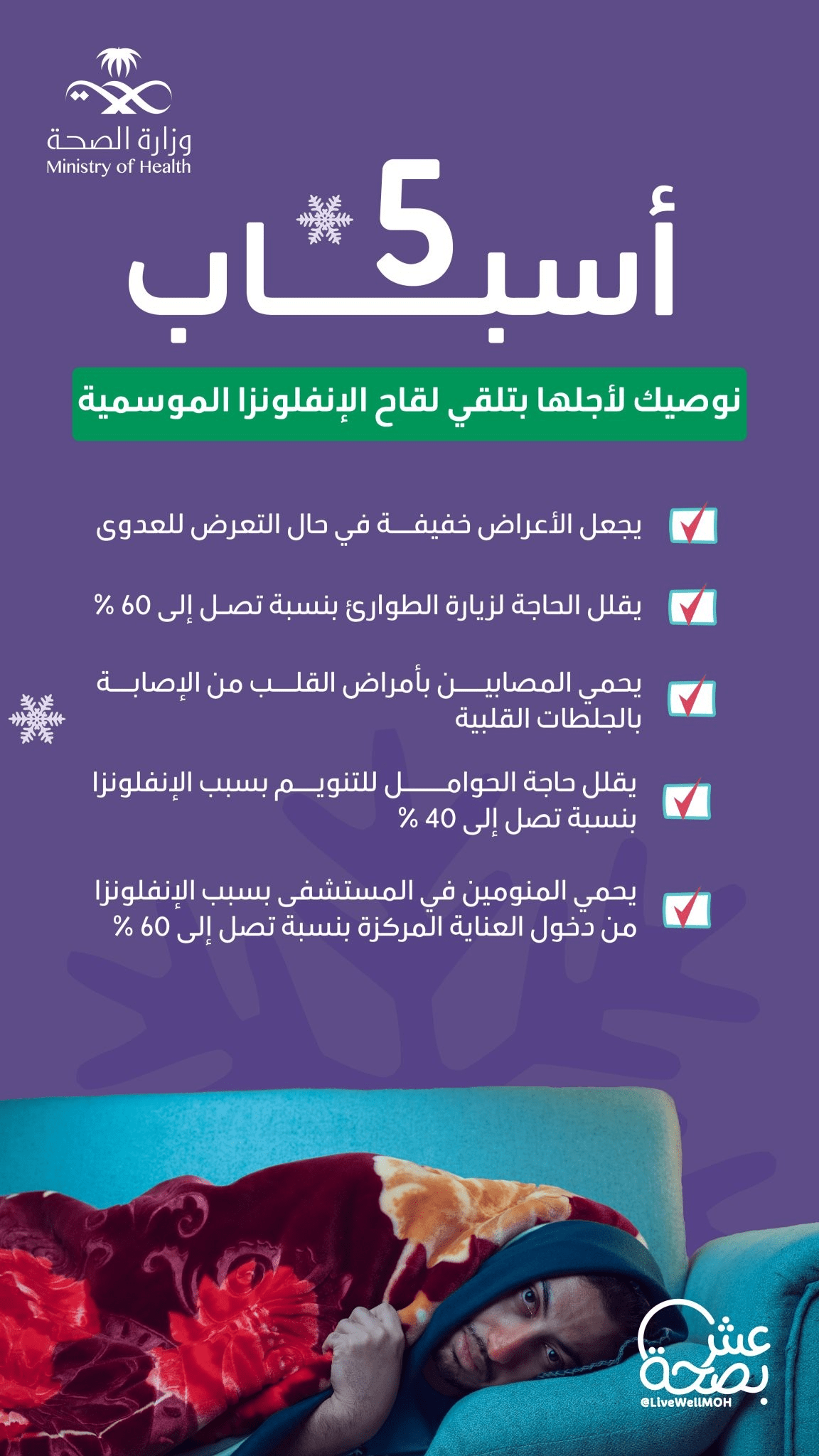 5 أسباب نوصيك لأجلها بتلقي لقاح الإنفلونزا الموسمية