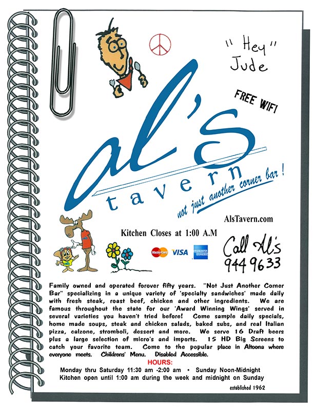 Al's Tavern Menu