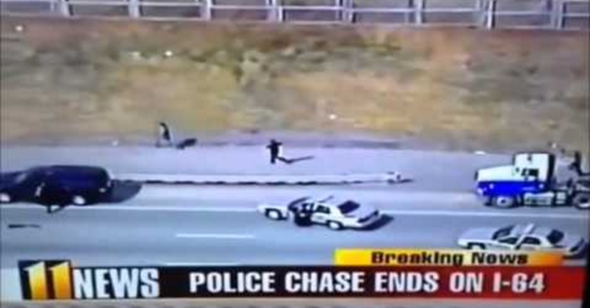 Cop runs down perp following a huge car chase alt_driver