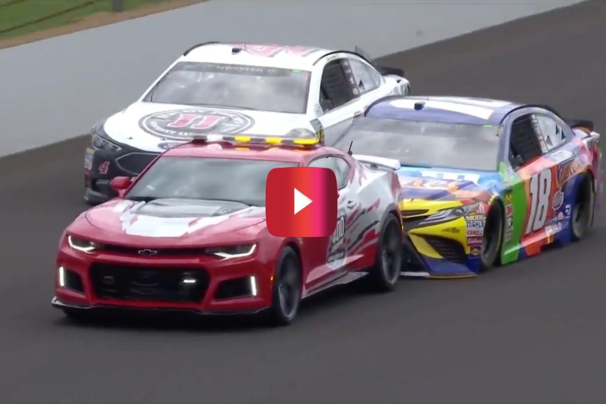 Kyle Busch Bumps Pace Car Driven by Dale Earnhardt Jr. Engaging Car