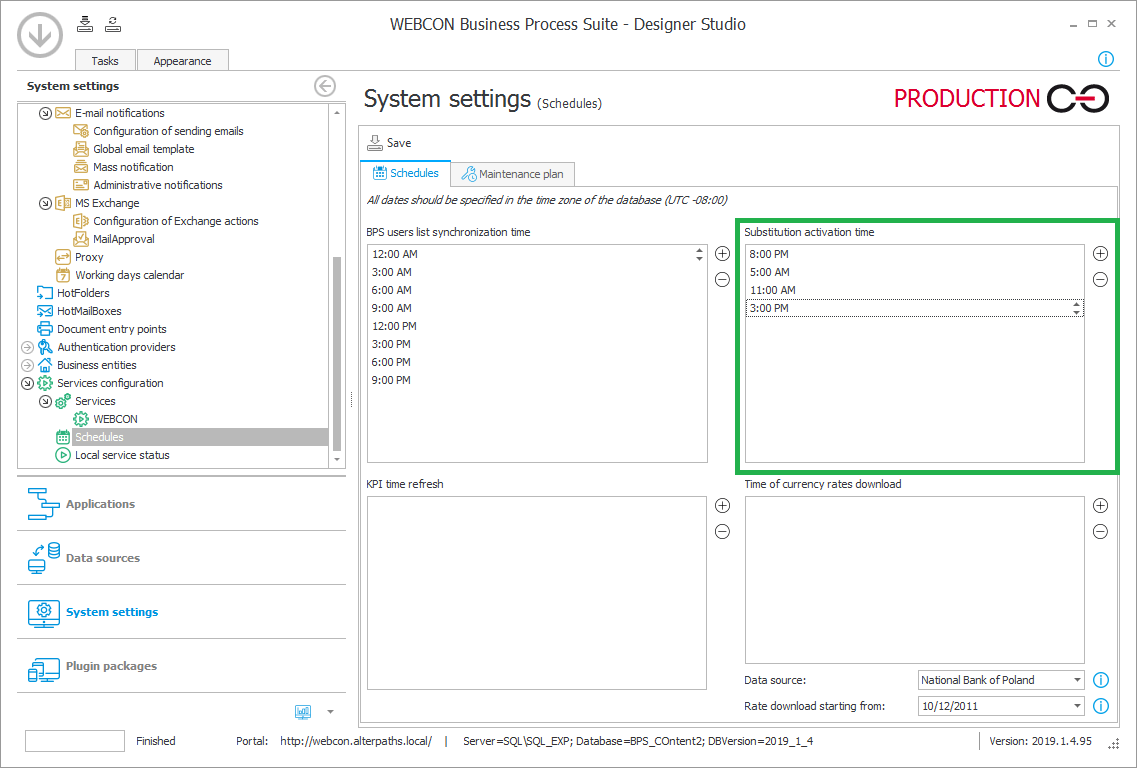 Configures  substitutions activation time