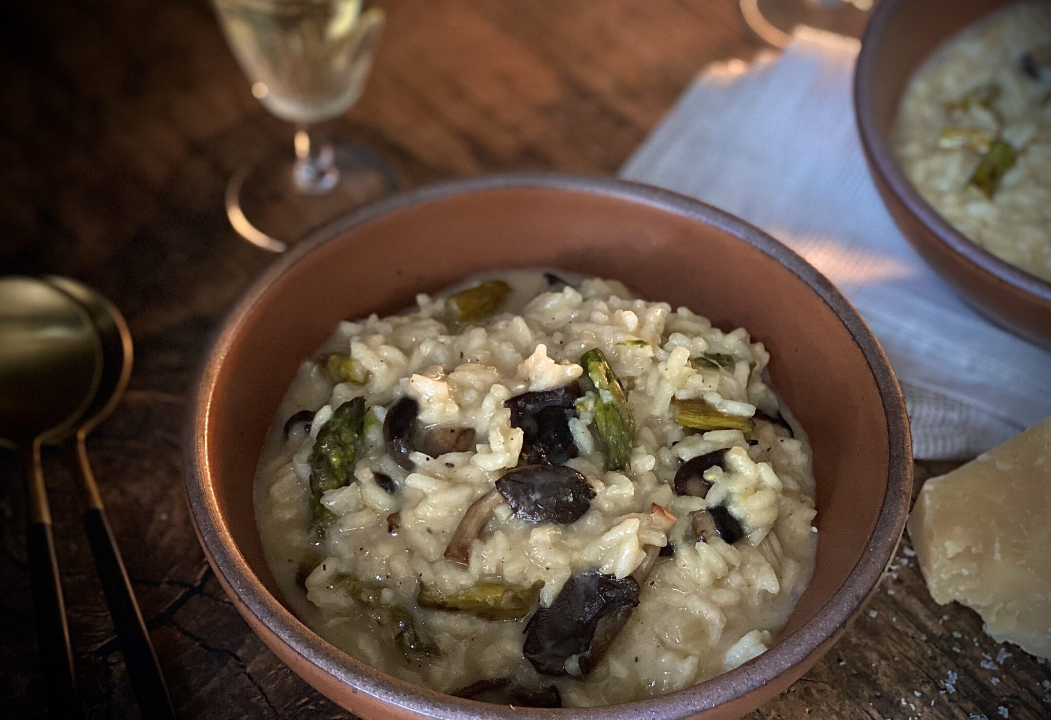 Wild Mushroom and Asparagus Risotto Alton Brown