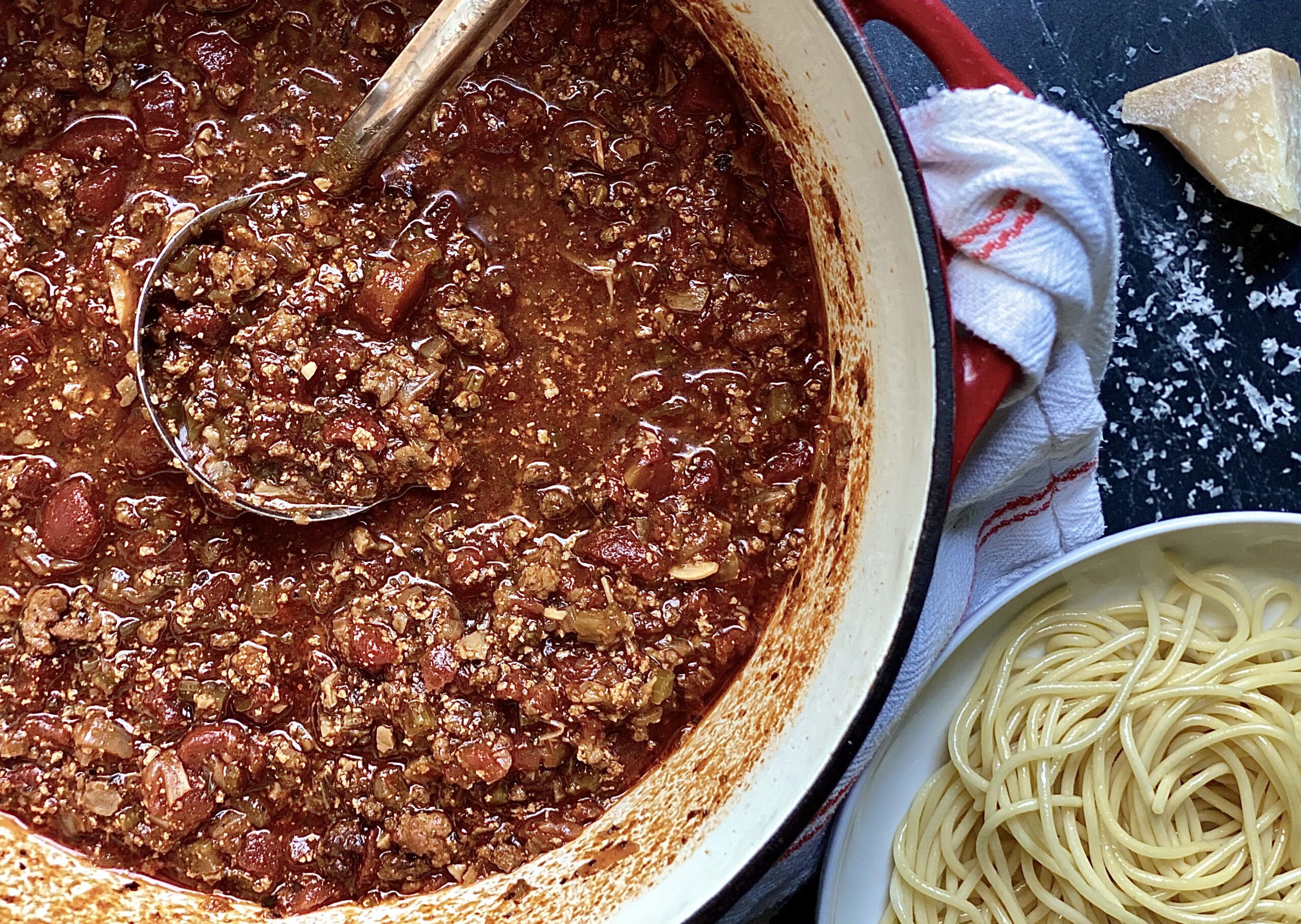 Meat Sauce and Spaghetti Alton Brown