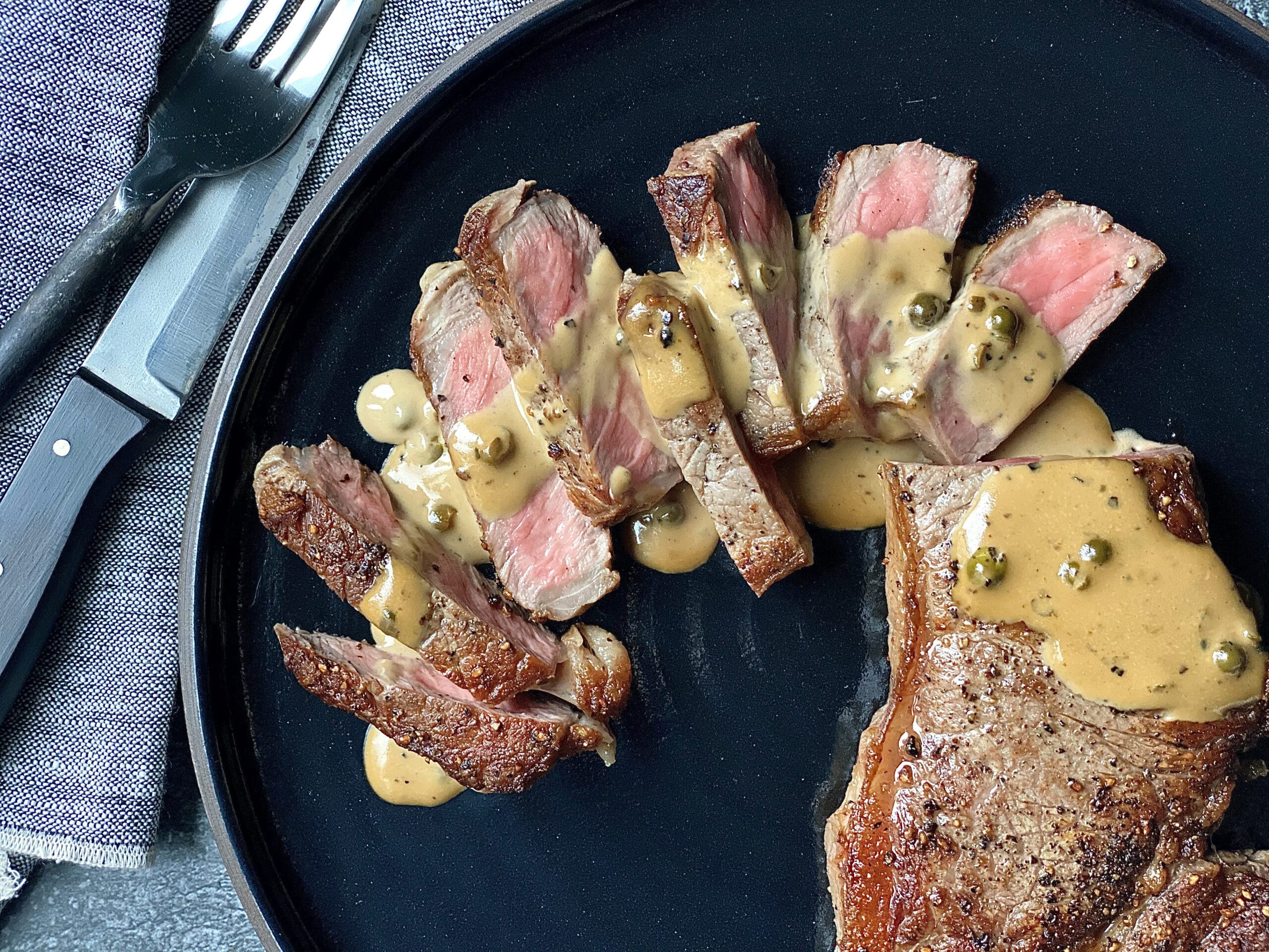 Strip Steak with Pepper Cream Sauce Recipe Alton Brown