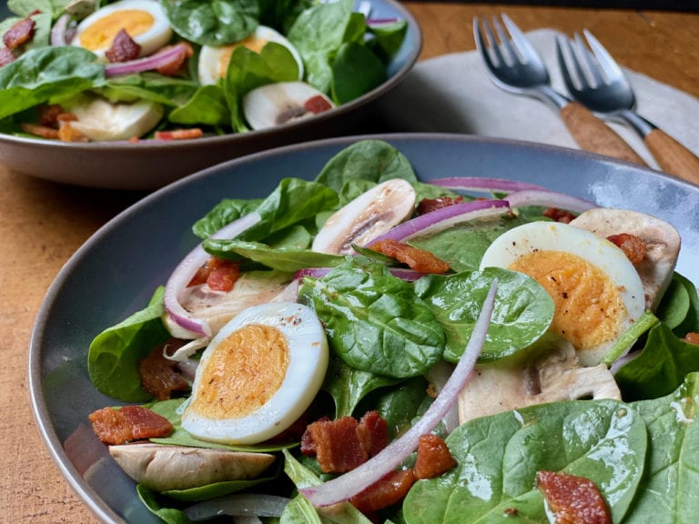 Spinach Salad with Warm Bacon Dressing Recipe Alton Brown