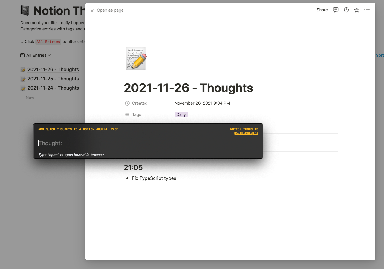 Quick Thoughts with Script Kit and Notion