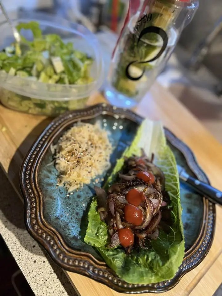 Bison Burger with Red Onions Alula Wellness Breakthrough M2