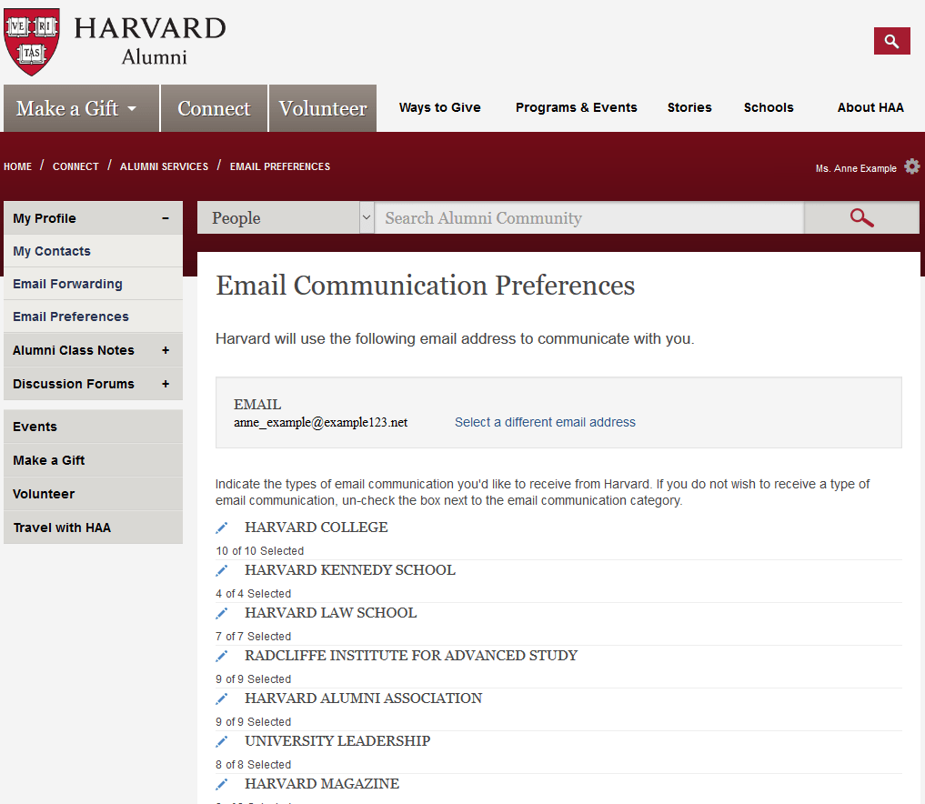 Email Communication Preferences Help Harvard Alumni