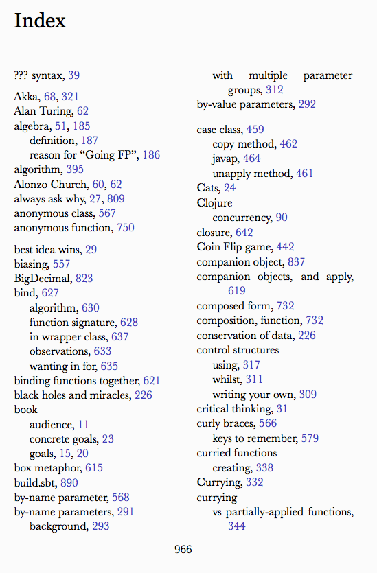 Working on the book’s index