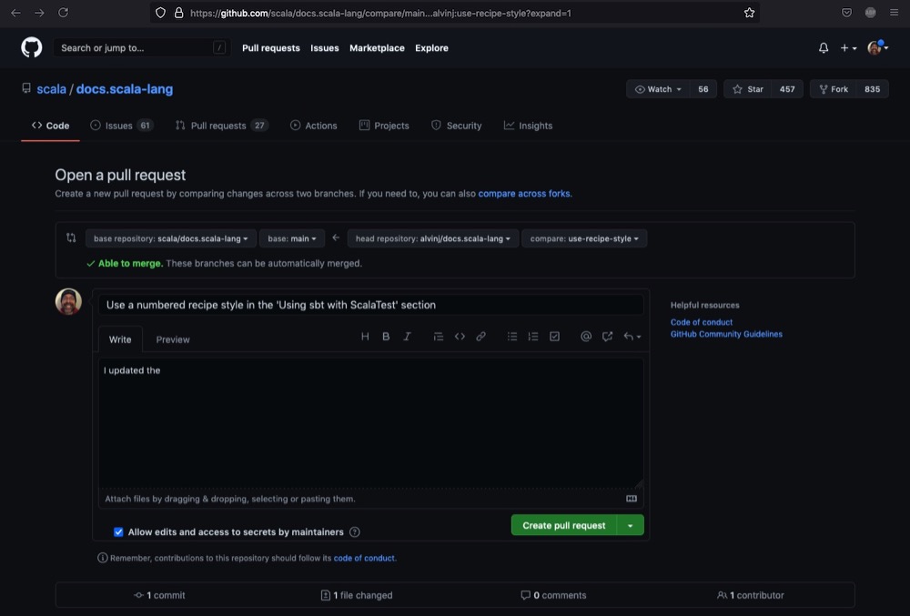 Howto Steps to create a Github pull request (git branch, etc