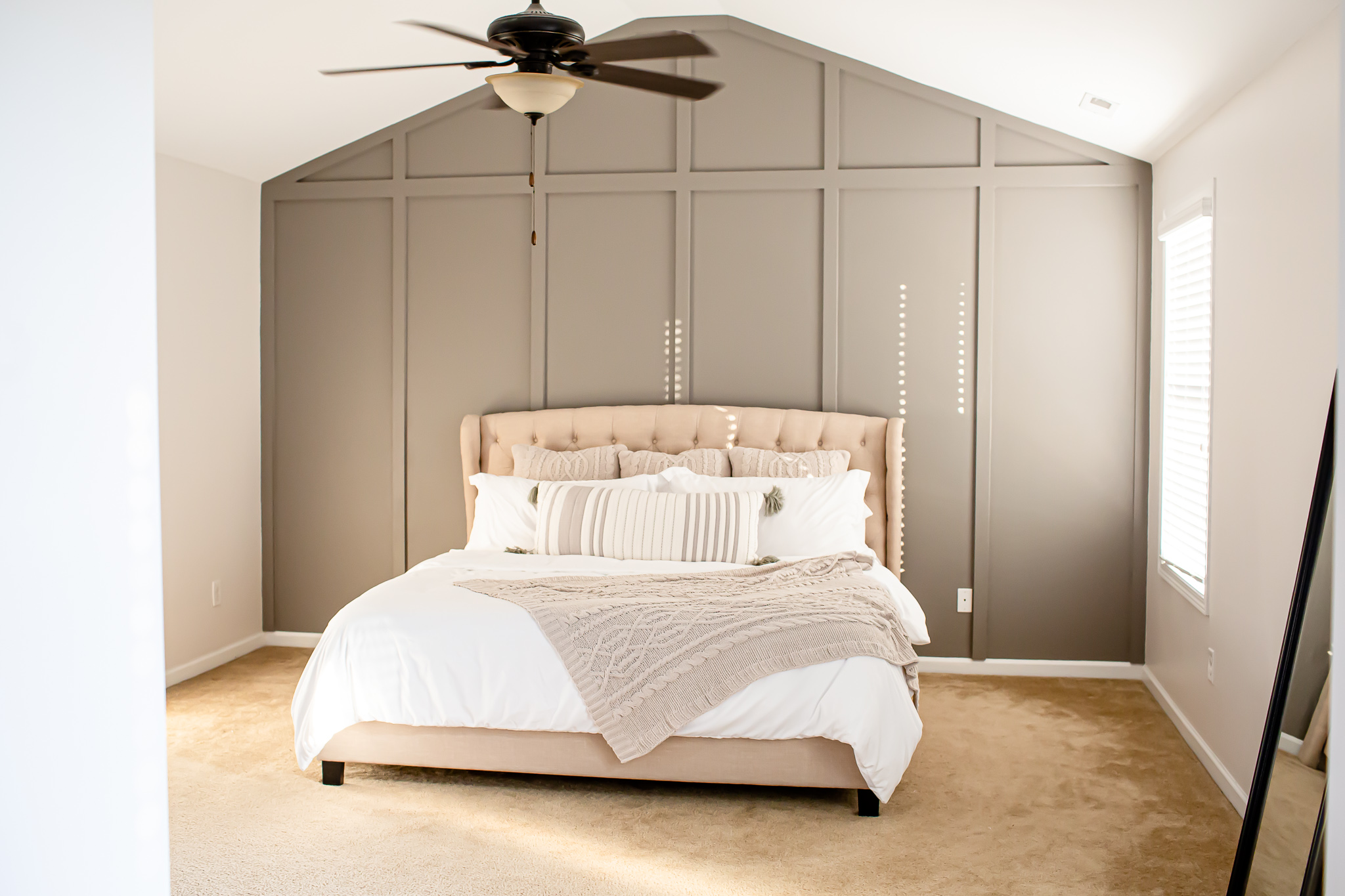 Do It Yourself Unique Master Bedroom Accent Wall With Vaulted Ceilings
