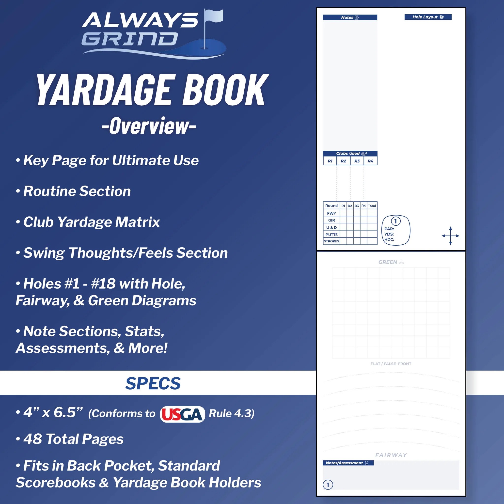 AG Golf Yardage Book Always Grind Golf