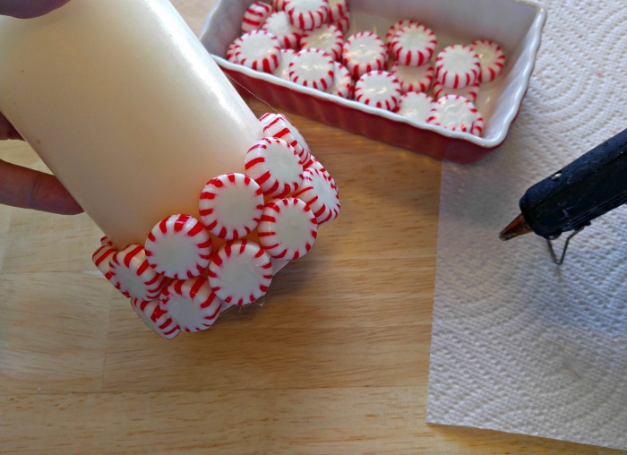 DIY Peppermint Candle Easy Holiday Decor Project
