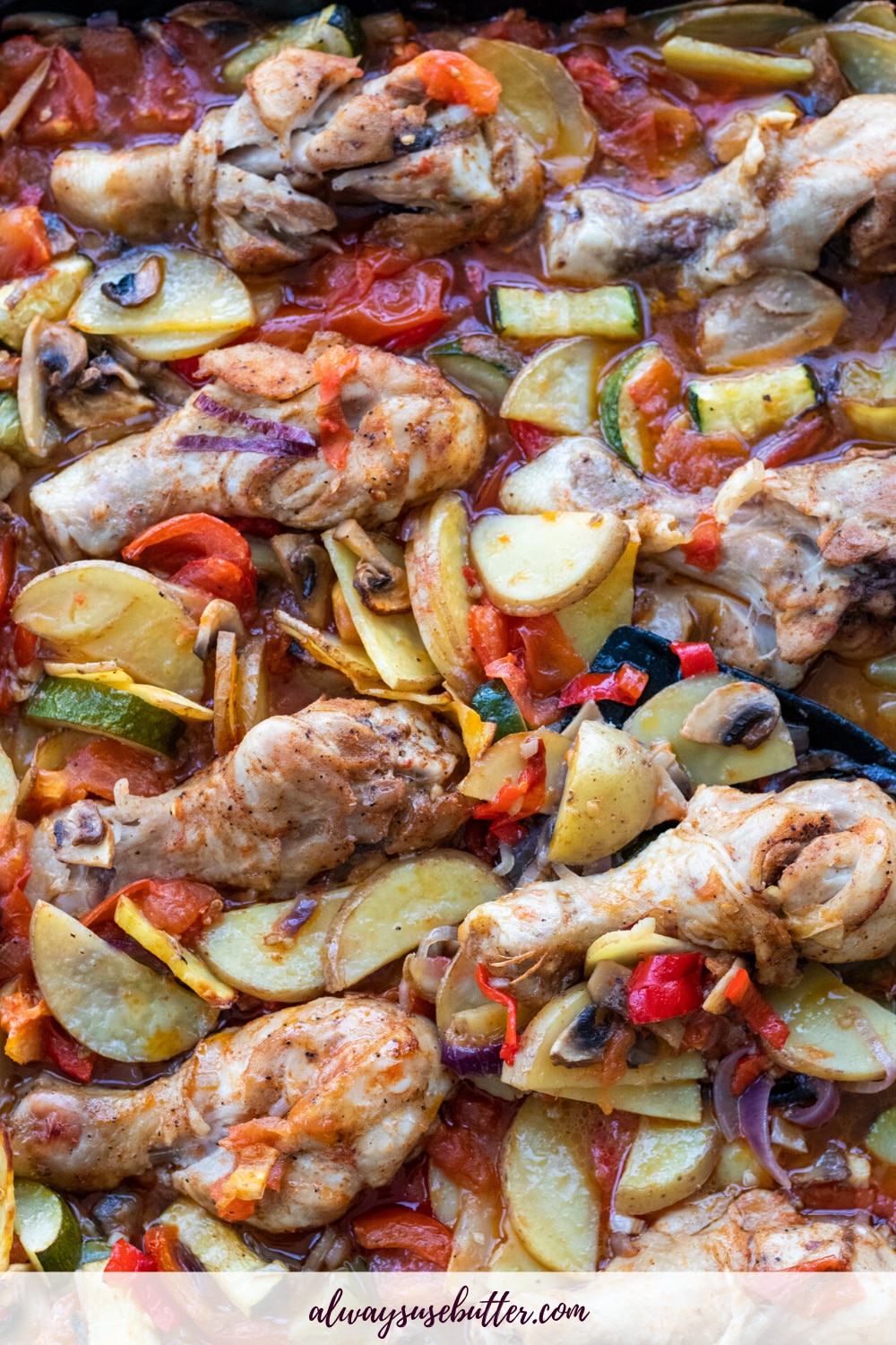 Baked Chicken Drumsticks with Veggies Chicken always use butter