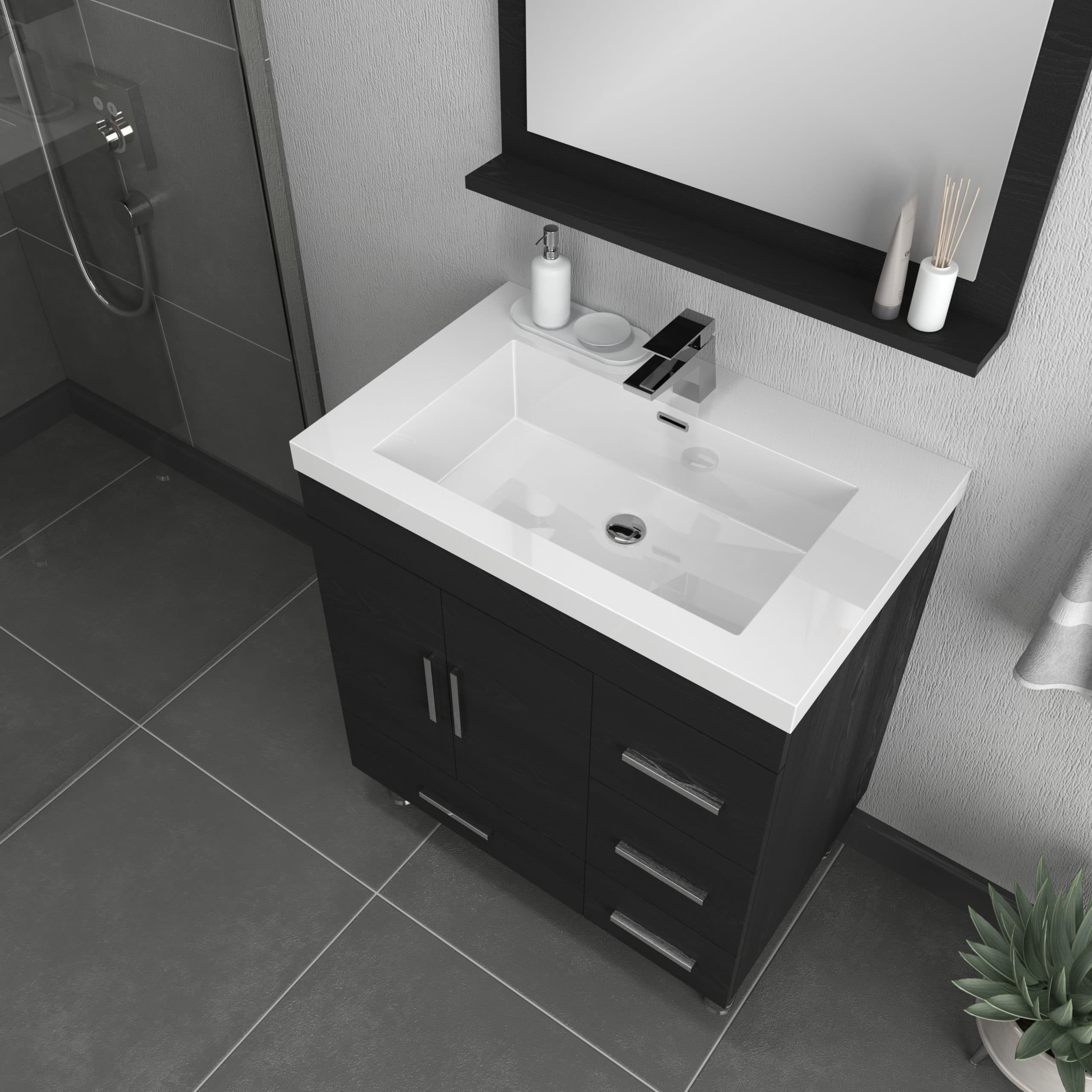 Alya Bath Ripley 30 inch Freestanding Modern Bathroom Vanity Black with