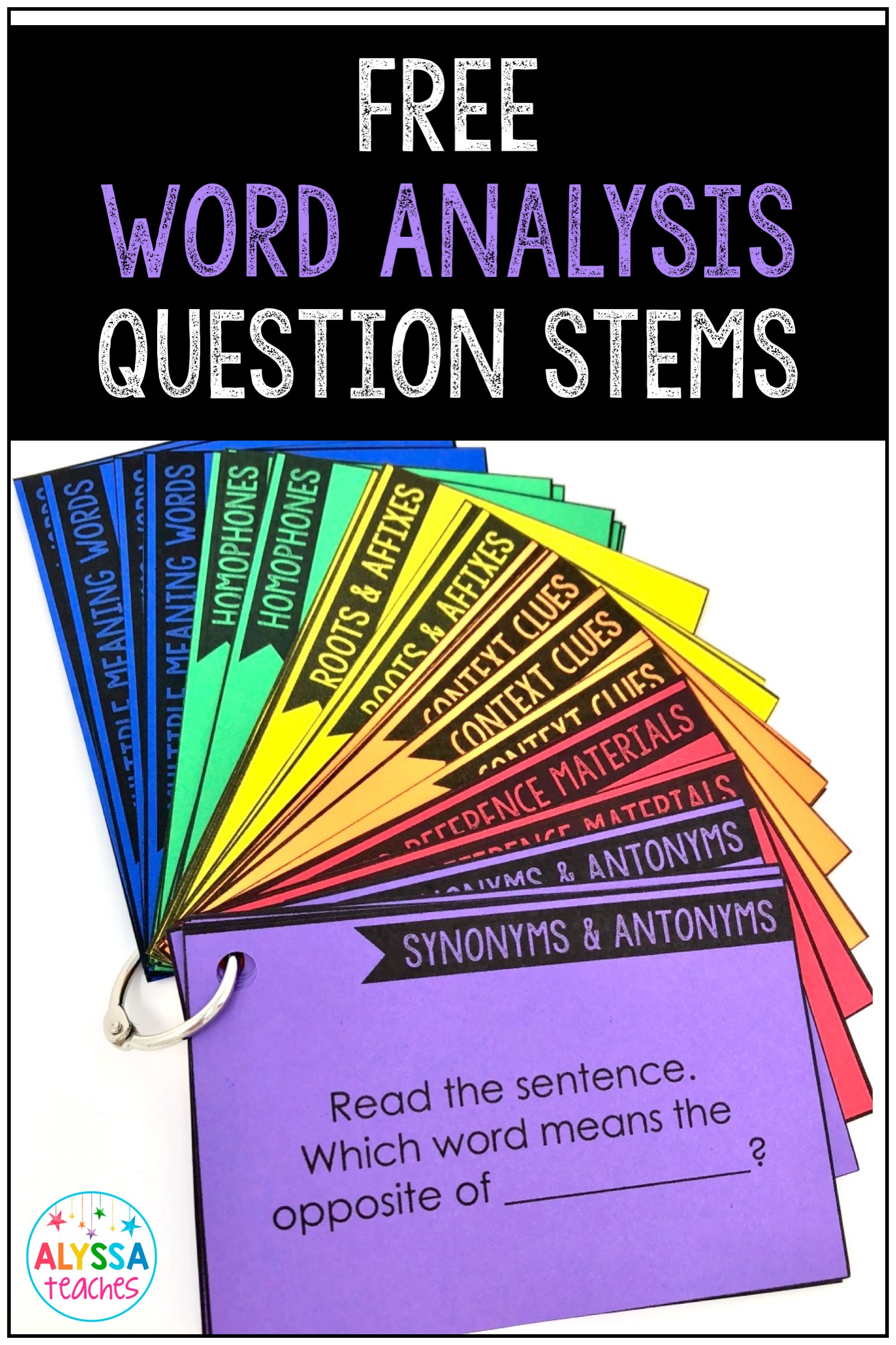 Free Word Analysis Strategies Question Stems Alyssa Teaches
