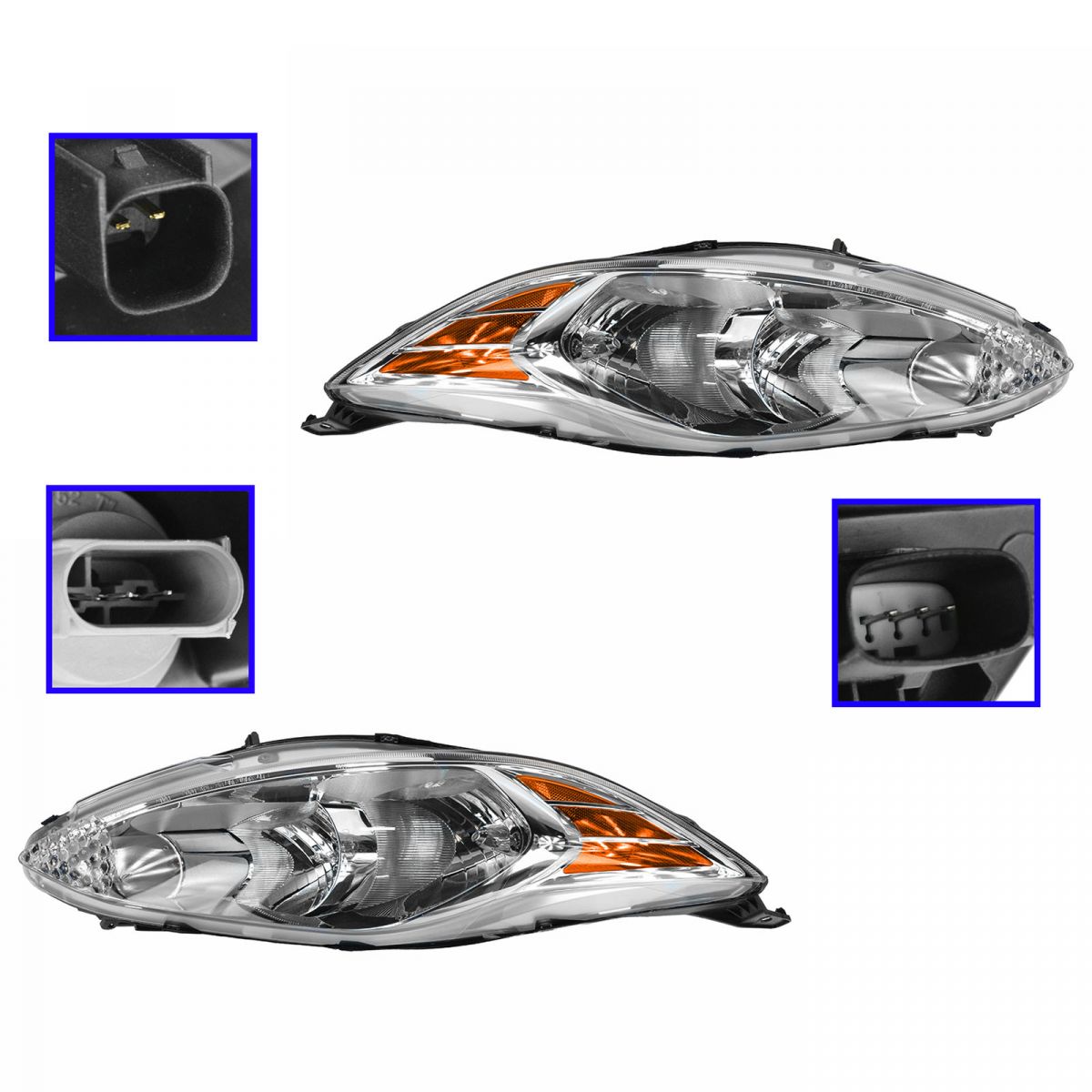 Headlight Headlamp Driver Passenger Side Pair Set of 2 for 1113 Ford