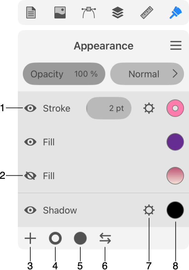 The Appearance Panel Amadine for iOS and iPadOS