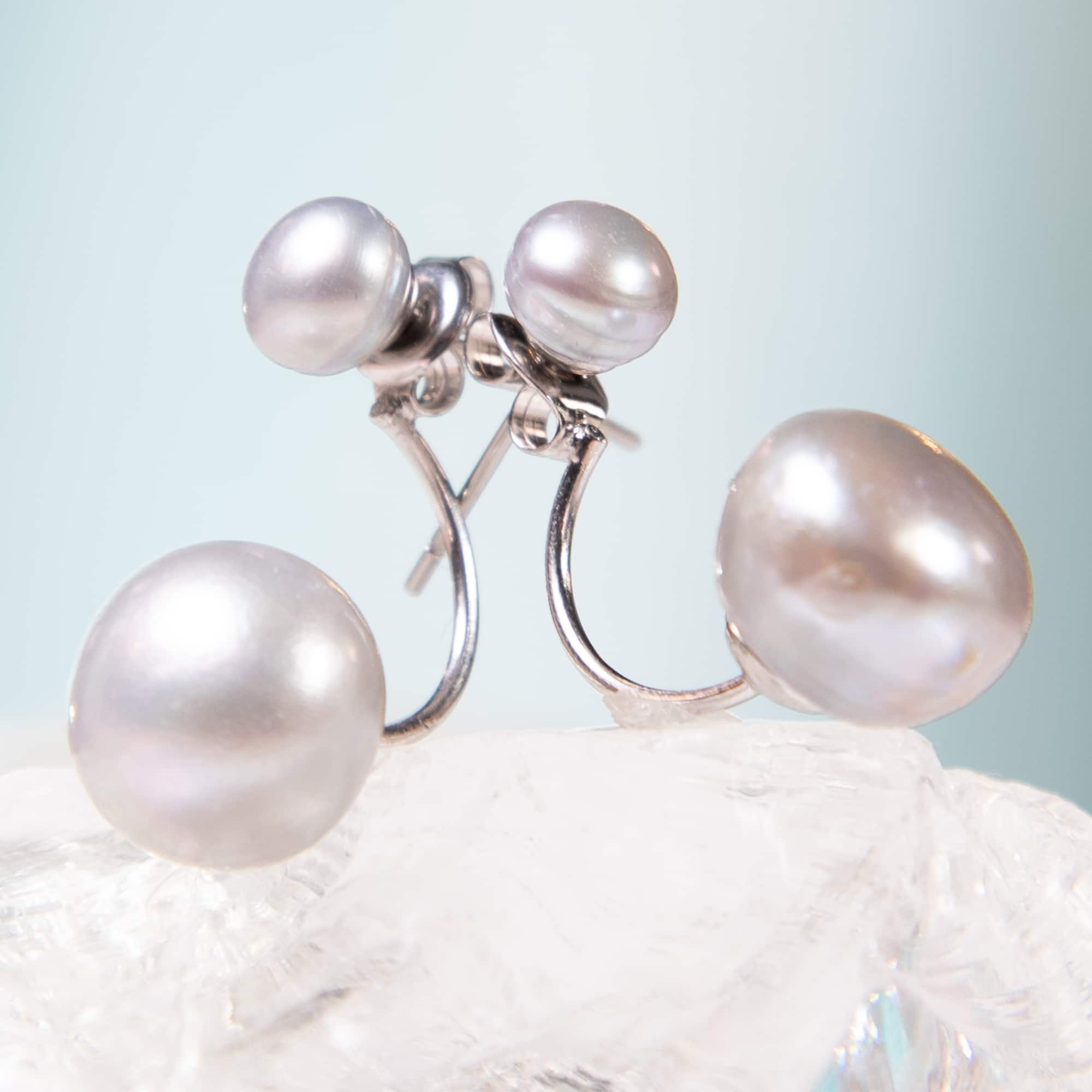 Pearl Earrings with Pearl Drop Jacket Silver ⋆ Amanda Blu and Company