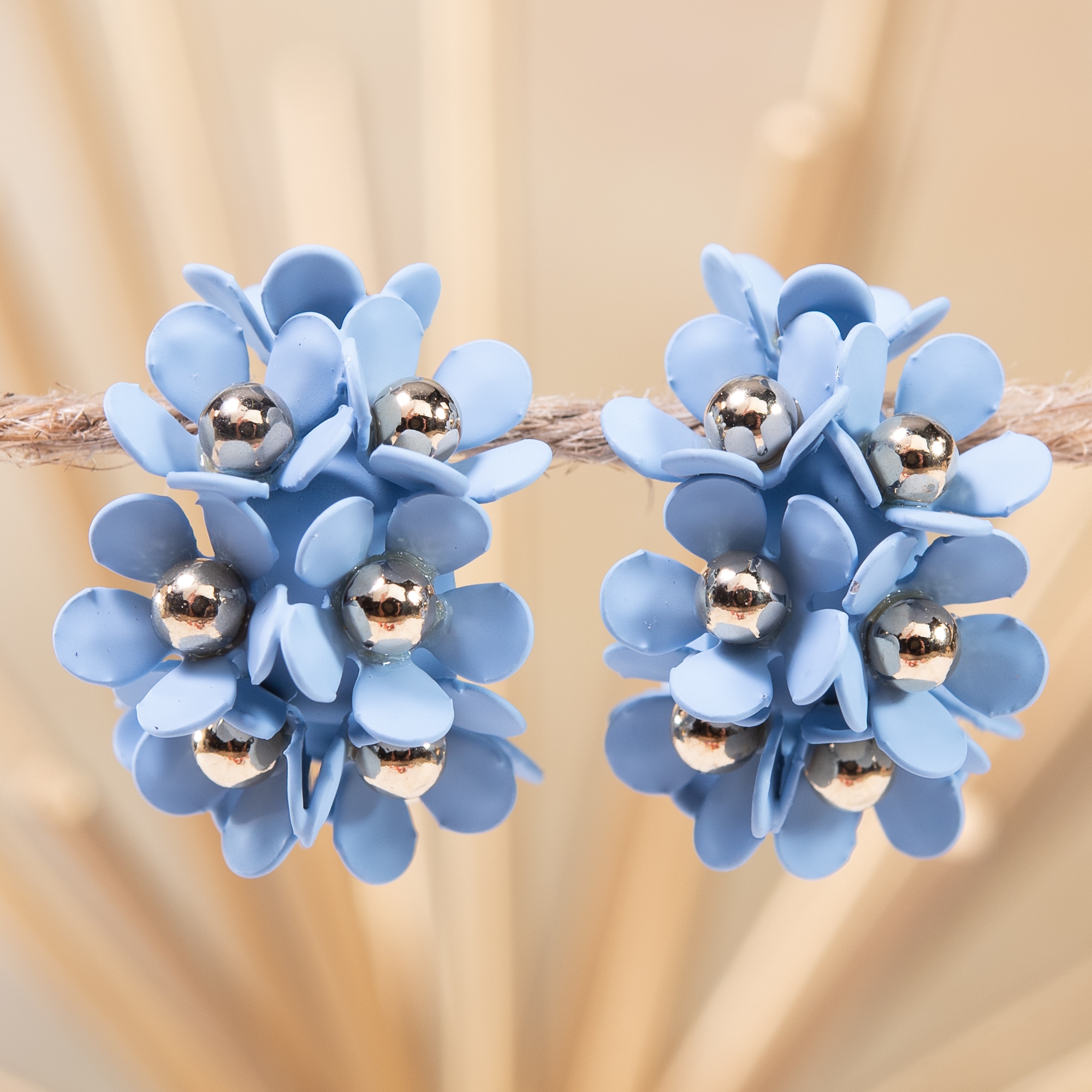 Cluster Flower Ear Hugger Earrings Milky Blue ⋆ Amanda Blu and Company