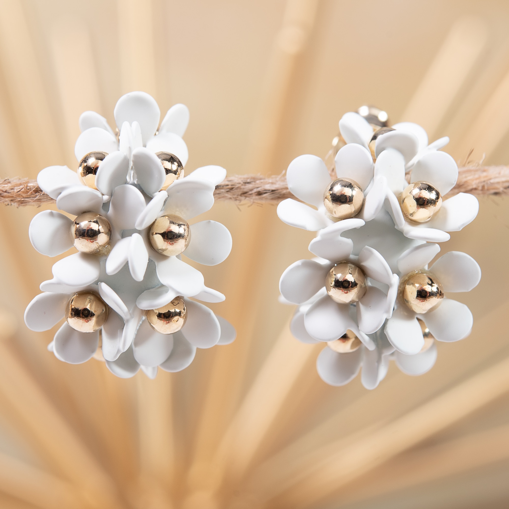 Buy White Cluster Flower Ear Hugger Earrings Amanda Blu