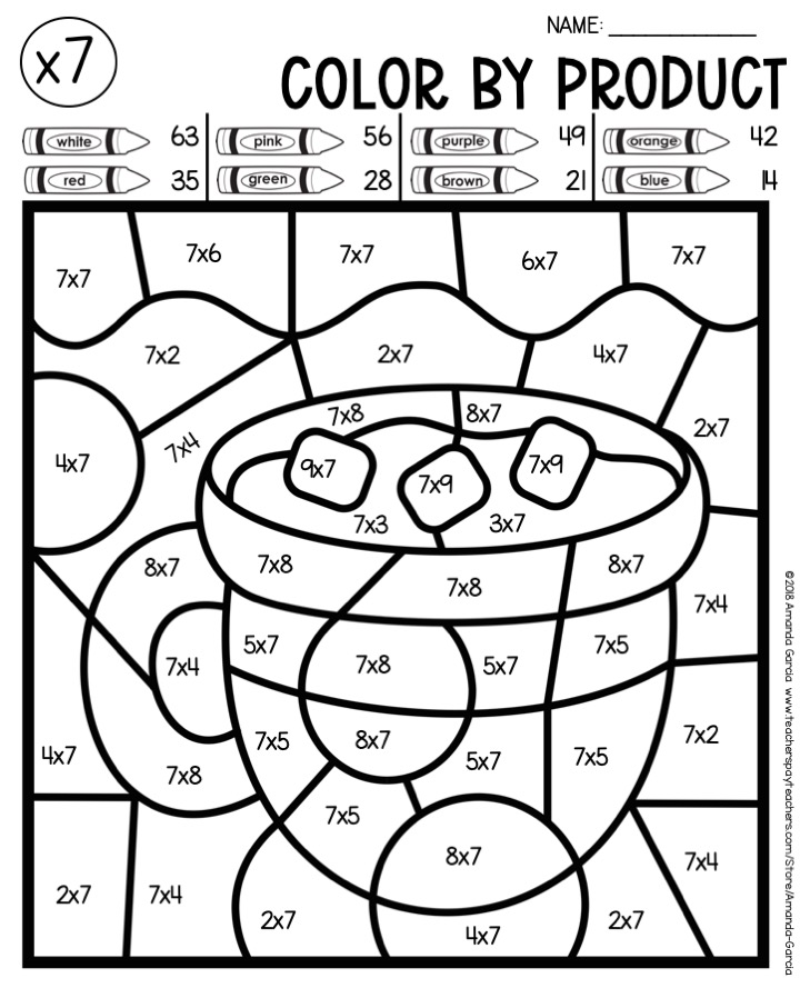 Color by Number Multiplication Facts YEAR LONG BUNDLE – Amanda Garcia