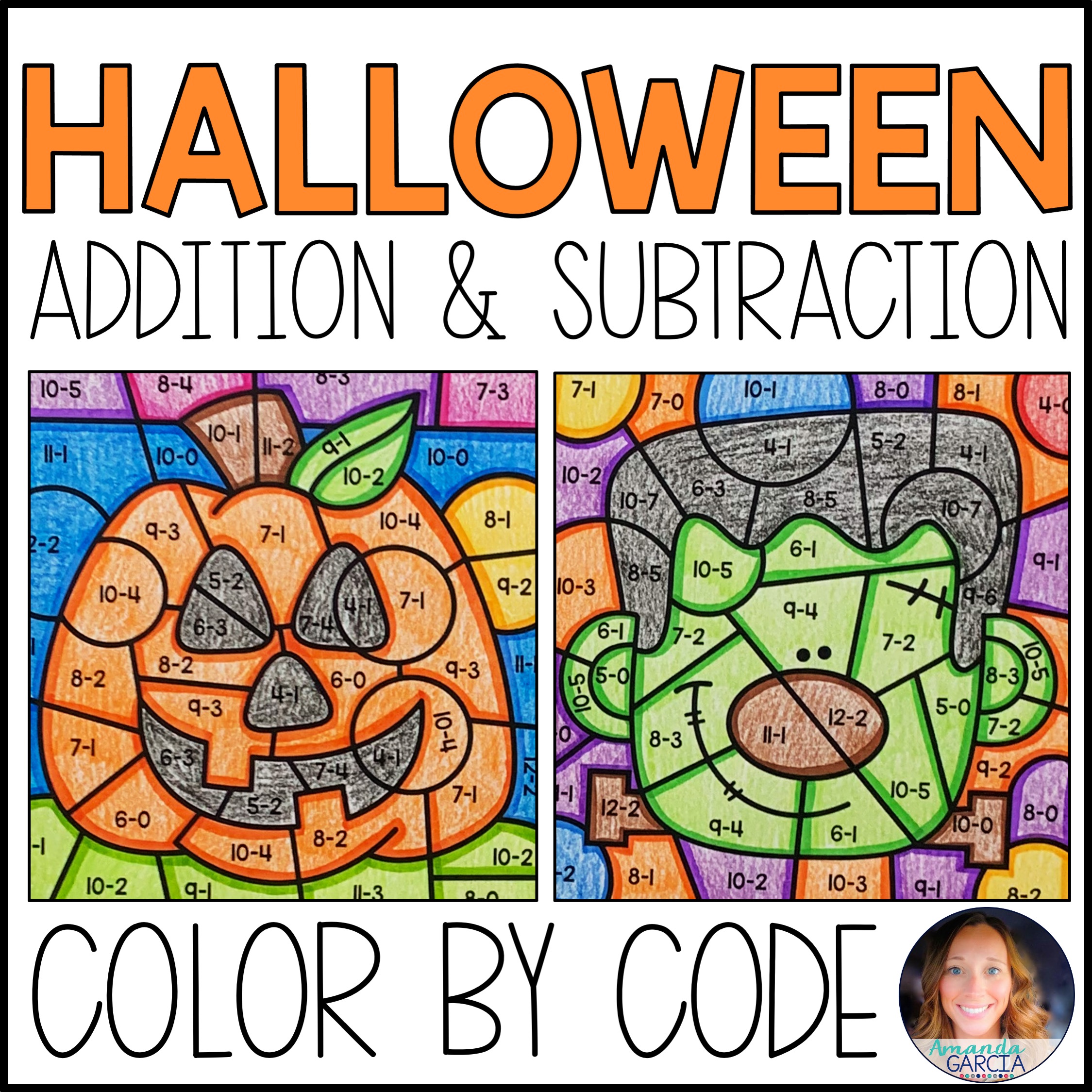 Color by Number: Halloween Addition & Subtraction Practice – Amanda