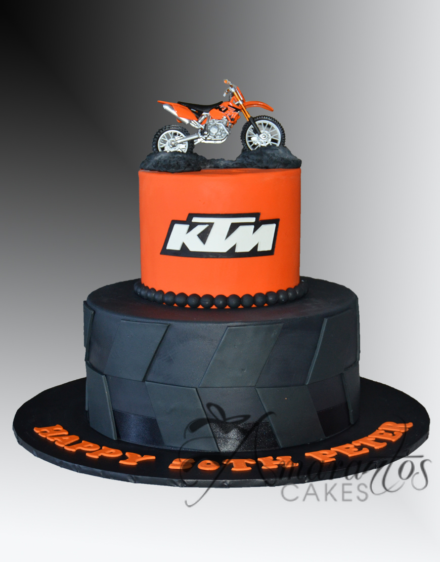 Great Two Tier KTM Motorbike Cake AC252 Amarantos Cakes Melbourne