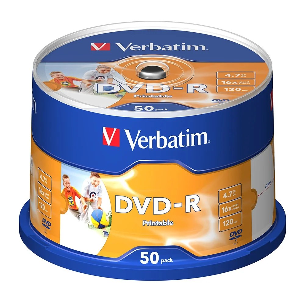 Verbatim DVDR Inkjet Printable 16x (50pcs/spindle) Amars Limited