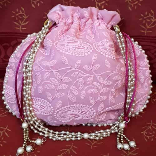 Potli Bags Wholesale With Chicken Embroidery And Mat Sitara Work