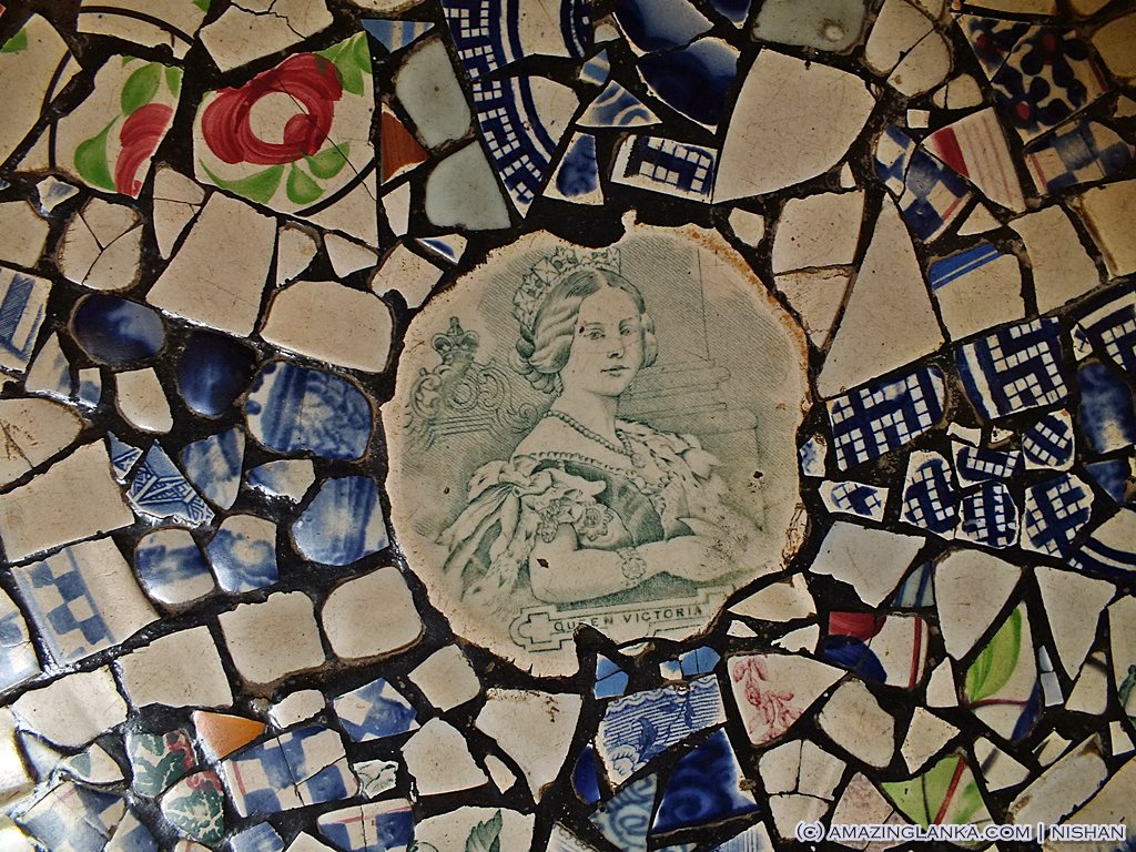 maduwanwela walawwa - Queen Victoria puposely used as a floor tile in one of the Mosaics