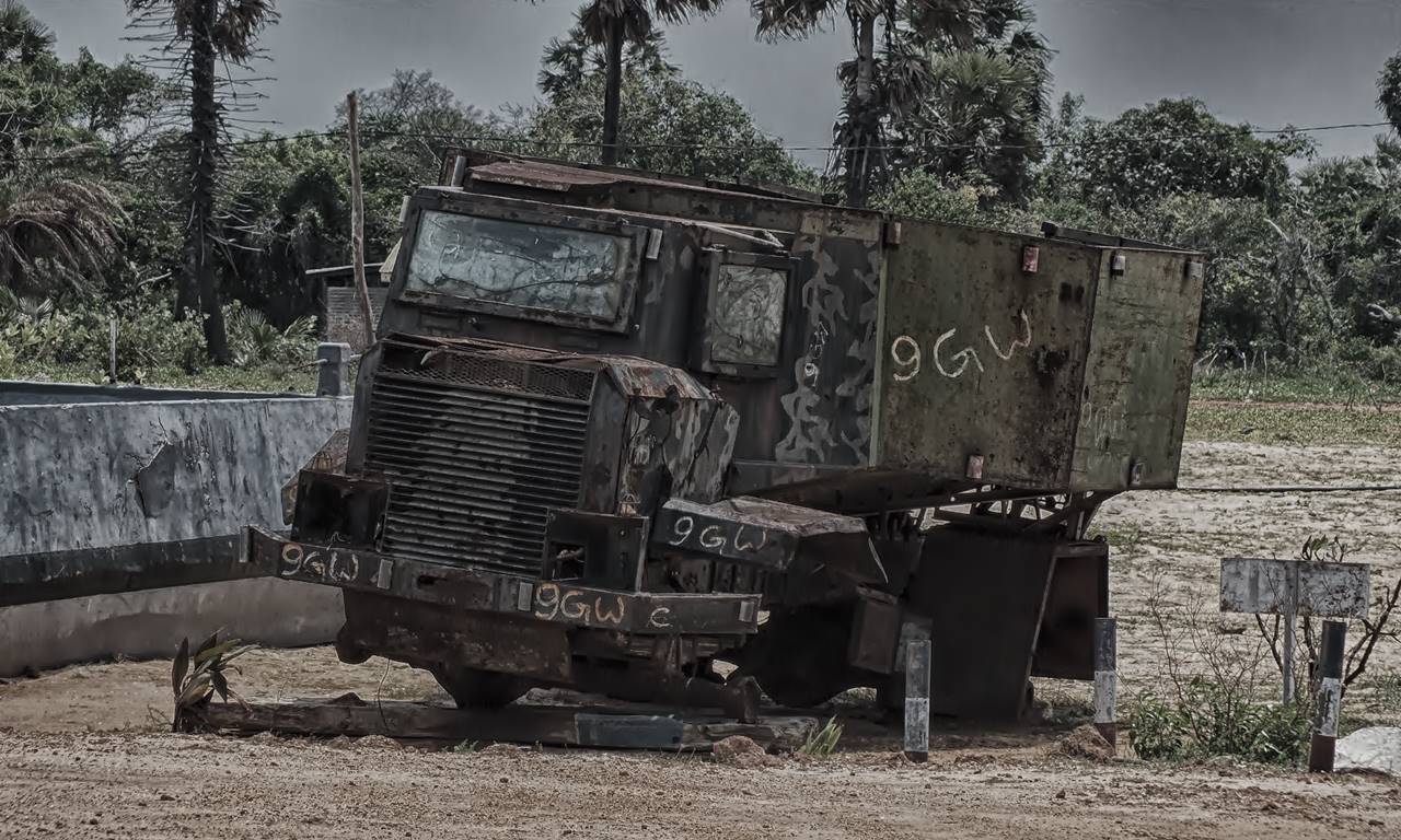 Improvised battle tanks made using the sheet metal of the Farah III ship which was hijacked by the LTTE Terrorists