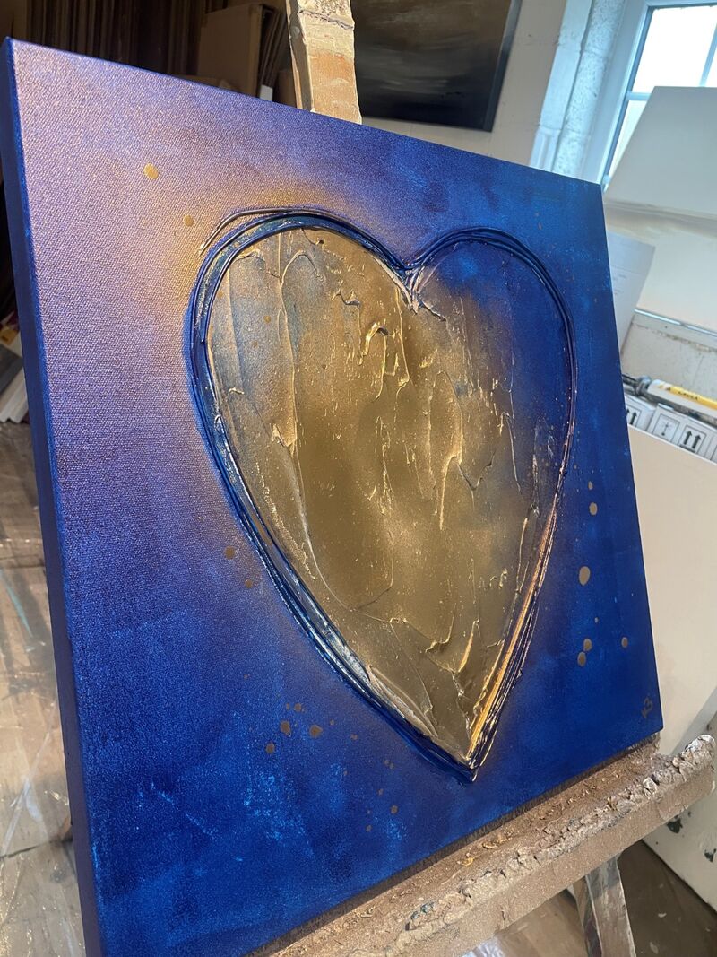 Contemporary canvas art Canvas artwork 'Navy & Gold Heart'