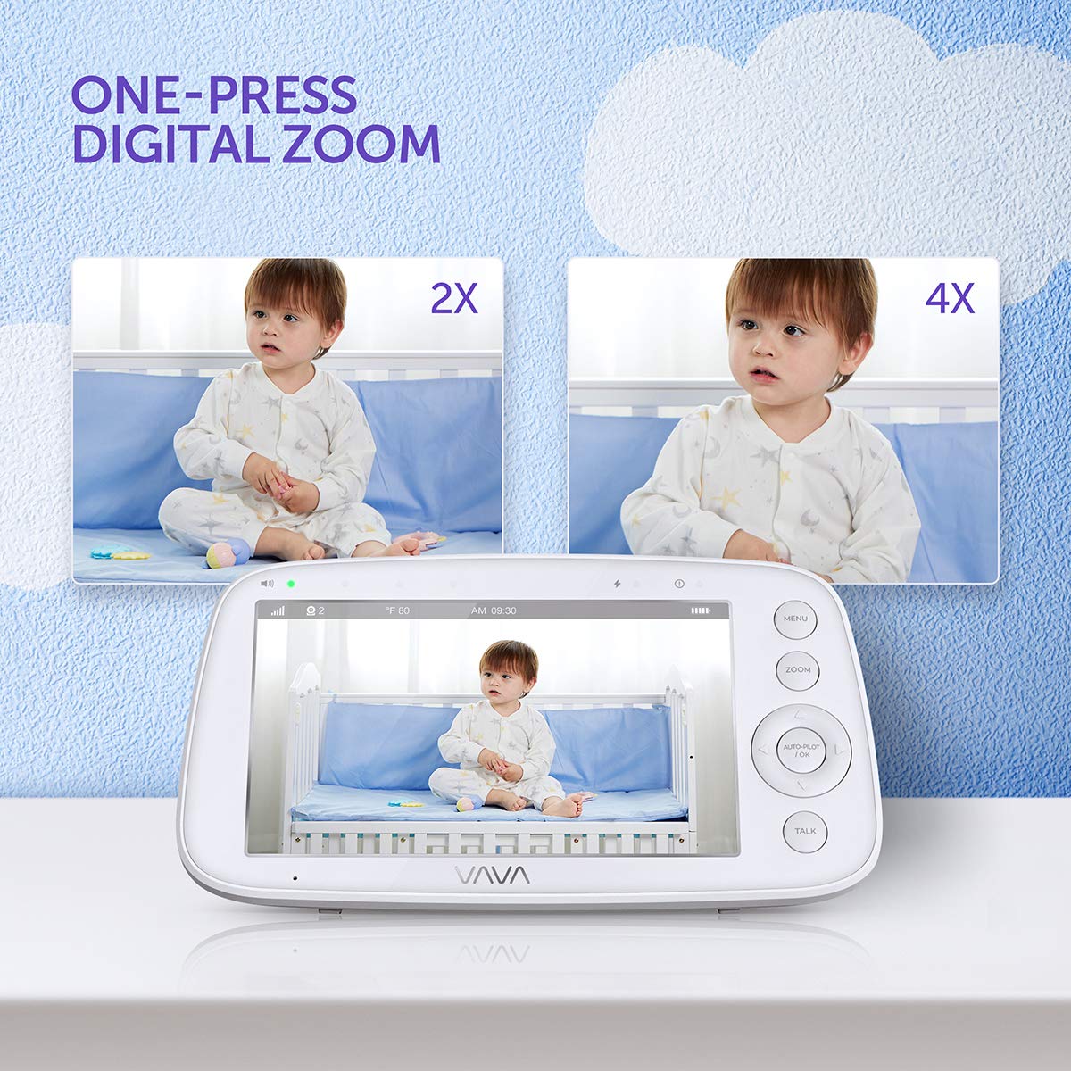 VAVA Baby Monitor 720P HD 5 Screen Display Video Baby Monitor with