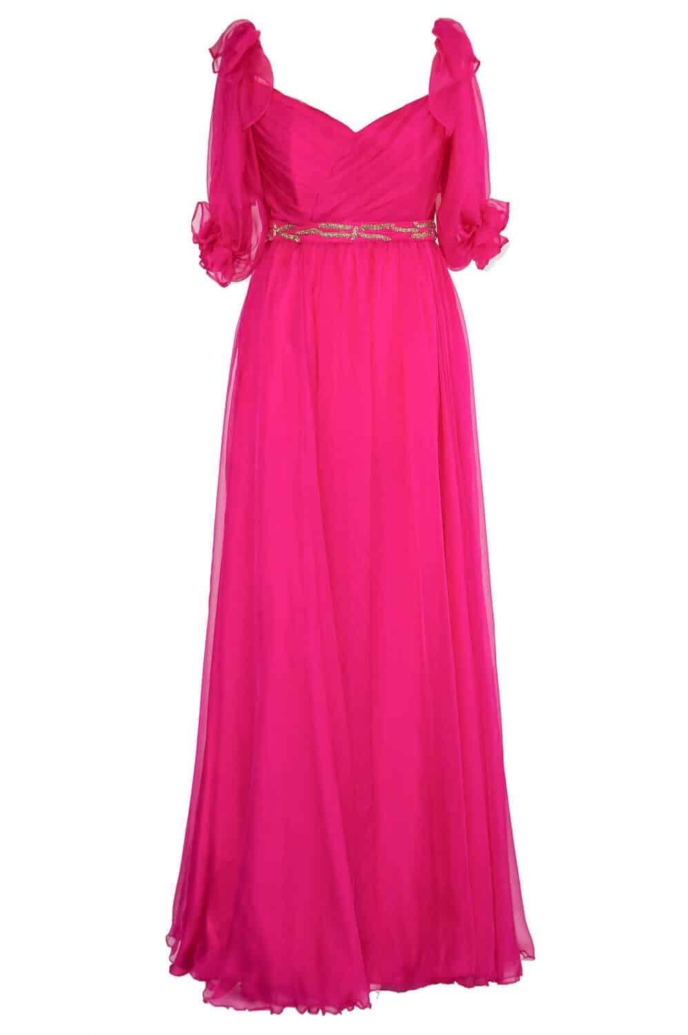 SCARLETT pink magenta silk long evening dress Ambar Studio