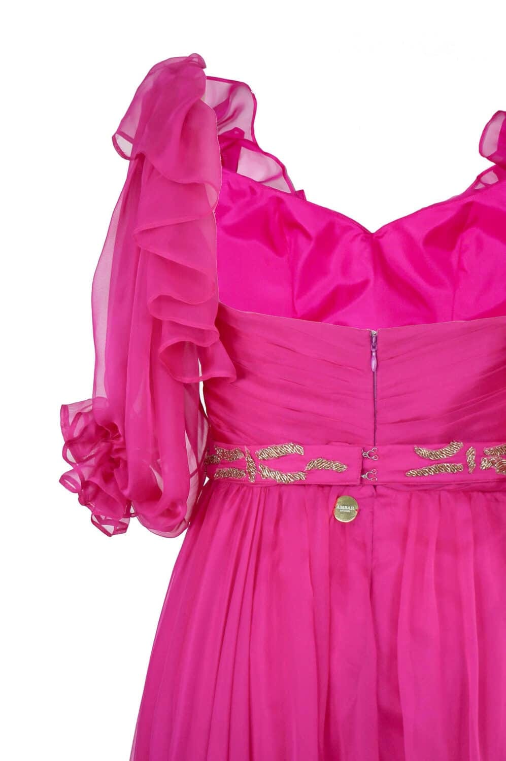 SCARLETT pink magenta silk long evening dress Ambar Studio