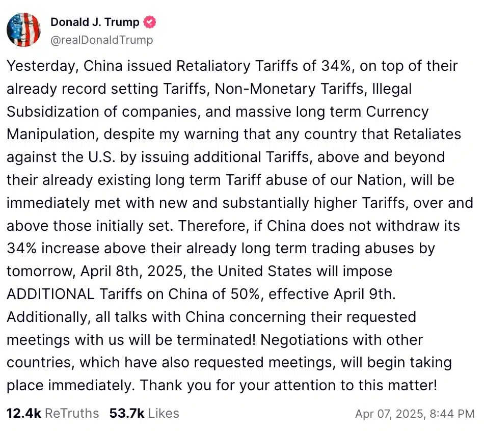 Trump on Truth Social