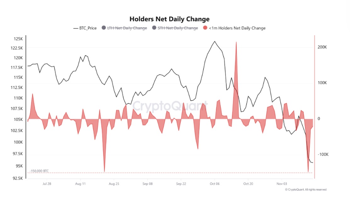 Bitcoin holder daily net change