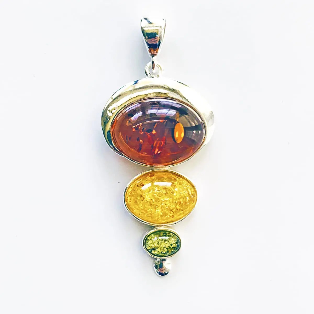 3Stone MultiColored Amber Pendant Amber Art