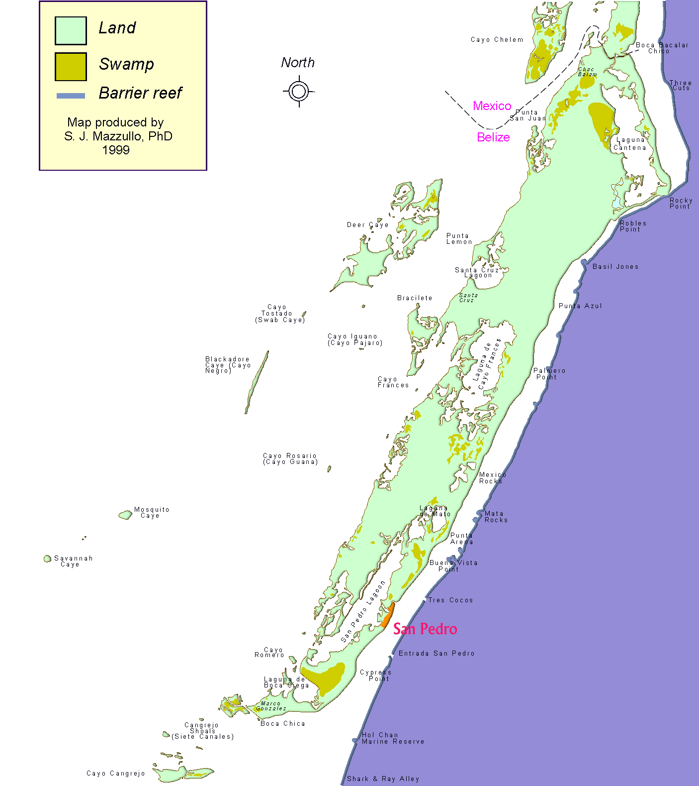 Belize Maps, Ambergris Caye, San Pedro, Caribbean and Central American Maps