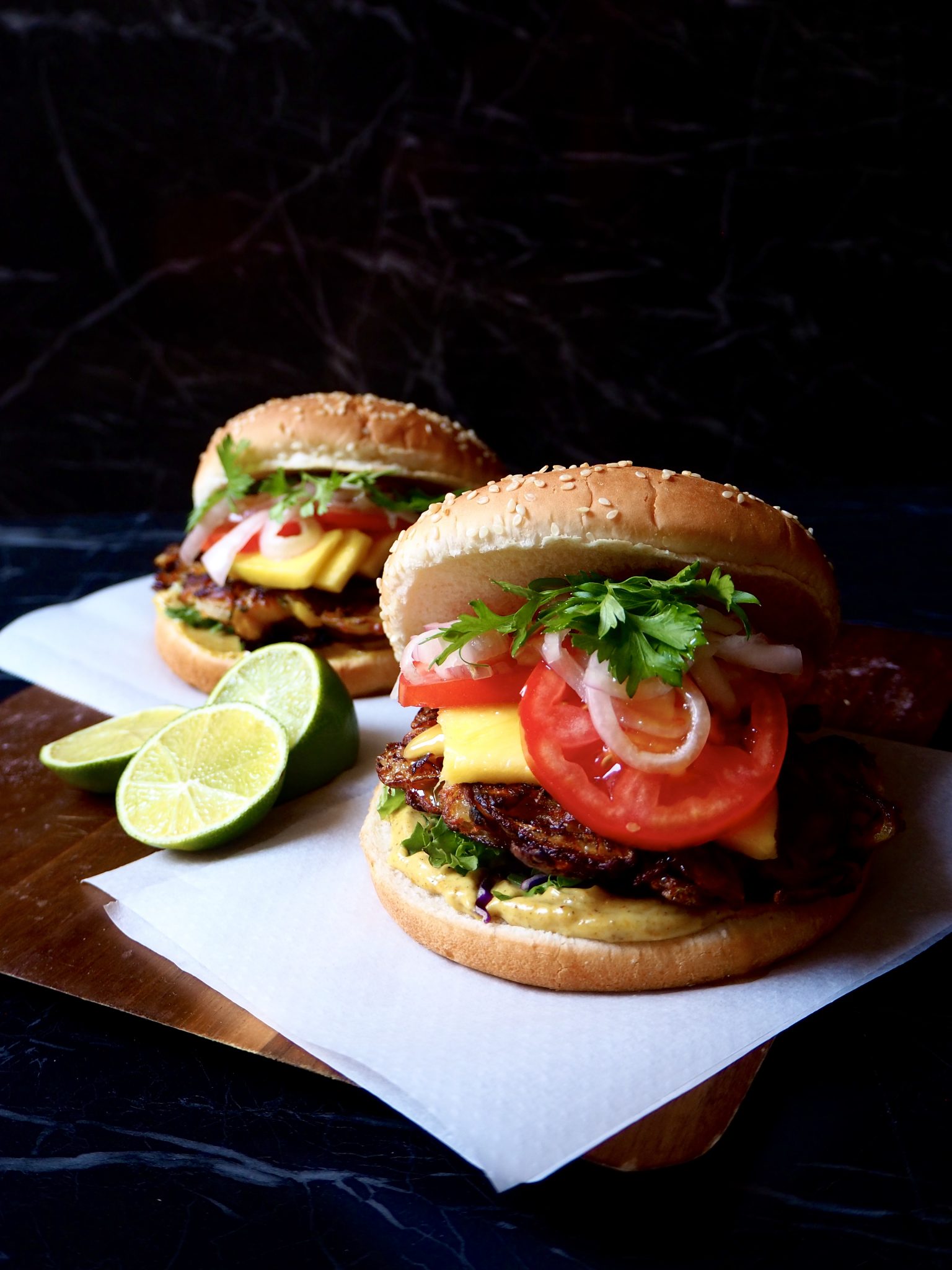 onion bhaji burgers with mango amberitas kitchen amberitas kitchen